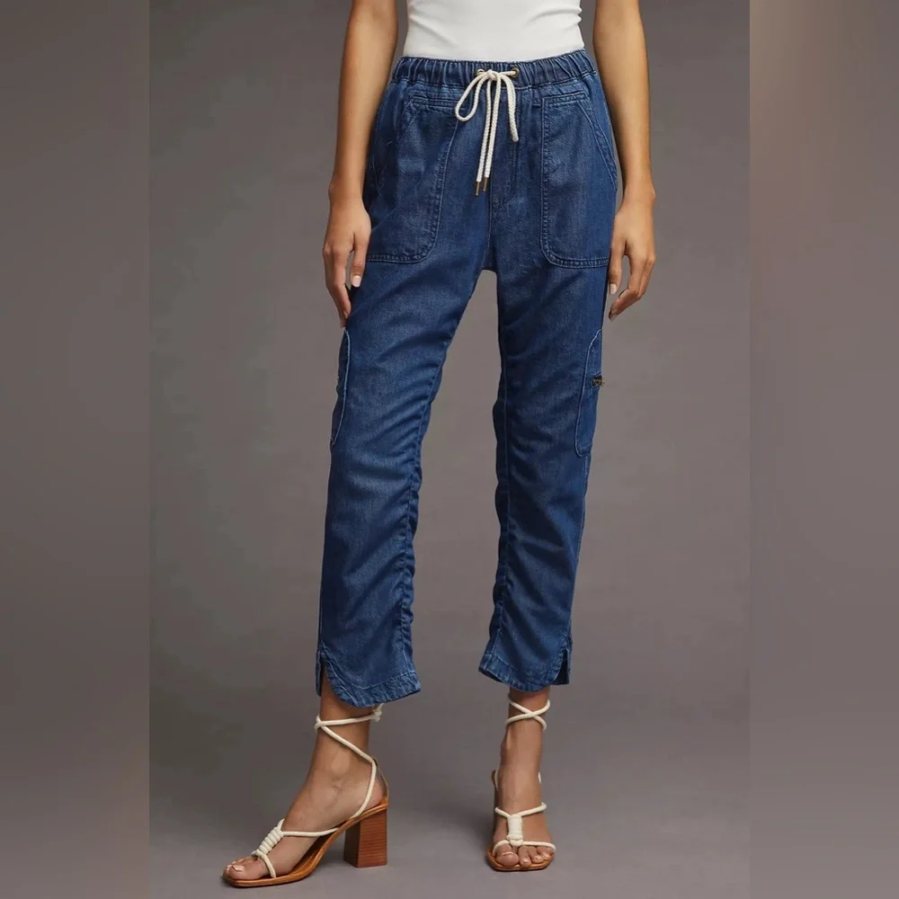 Anthropologie Pilcro The Cottage Drawstring Utility Cargo Jean Pant in Small - Picture 1 of 9